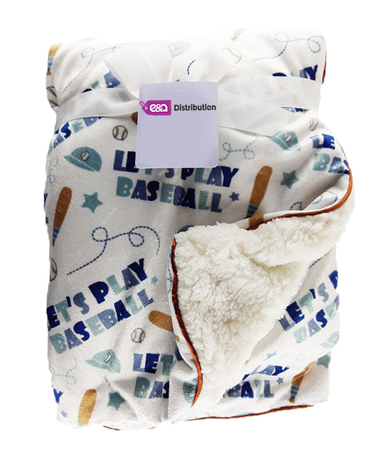 Baseball Newborn Soft Fur Back Baby Blanket Crib Pram Boys Girls Infant used in Cot Bed Swaddle Pram Shawl Wrap Toddler Snuggle