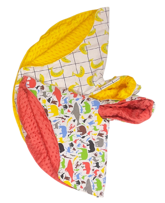 Poncho for Kids (1-3 Years) - Childerns Adorable Red Animal Pattern and Yellow Banana Pattern Safe Over-Harness Design Warm Double Sided