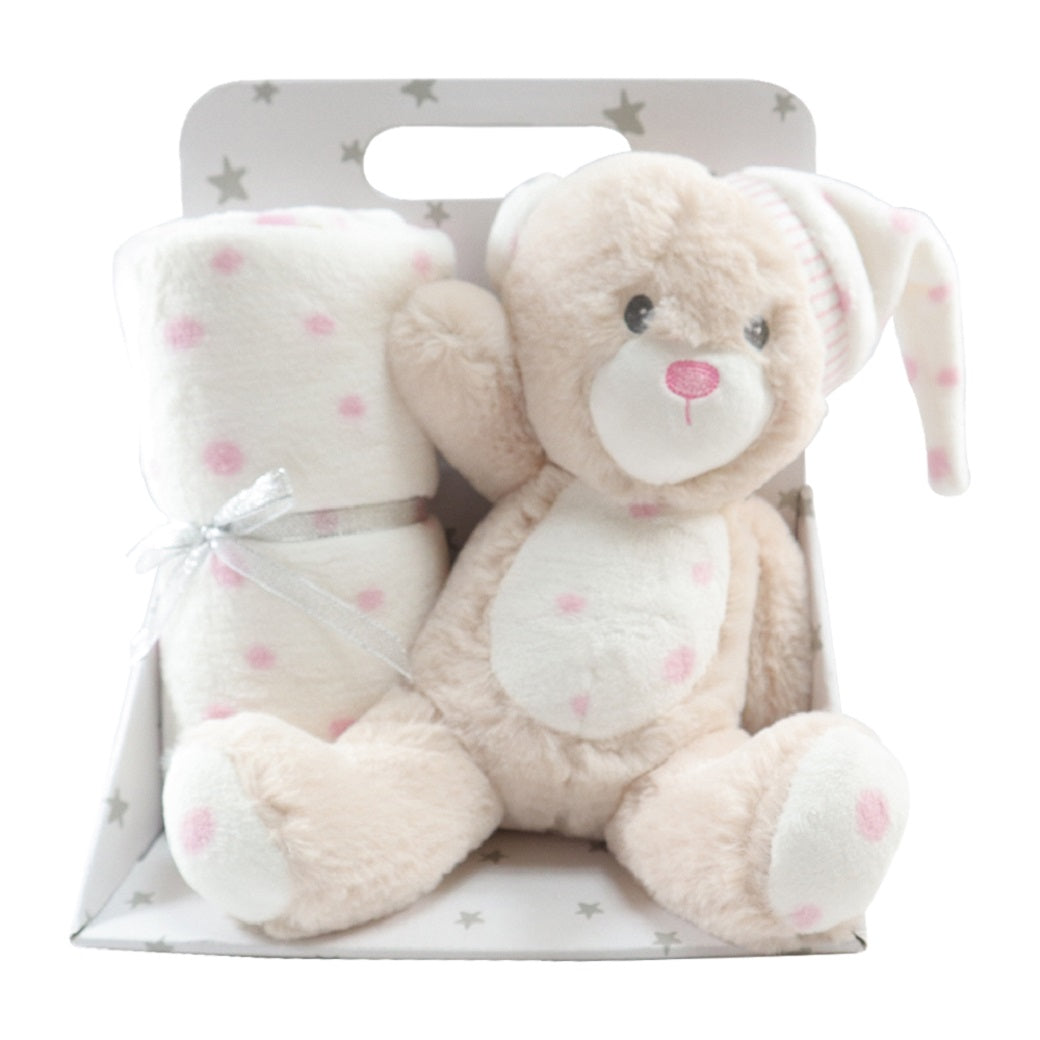 Pink Sleepy Bear – Teddy Bear Toy and Blanket Set 75cm x 100cm