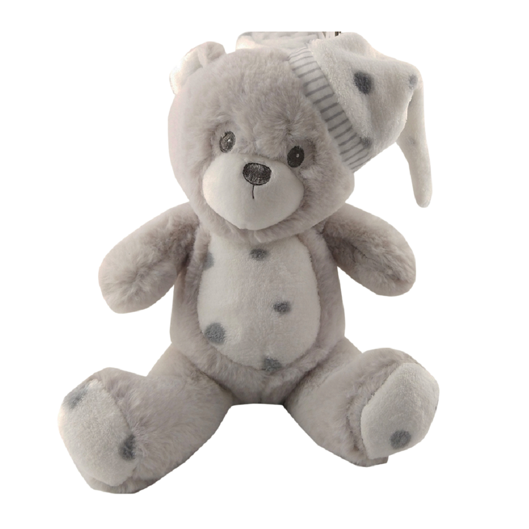 Grey Sleepy Bear Toy Blanket – Toy and Blanket Set 75cm x 100cm