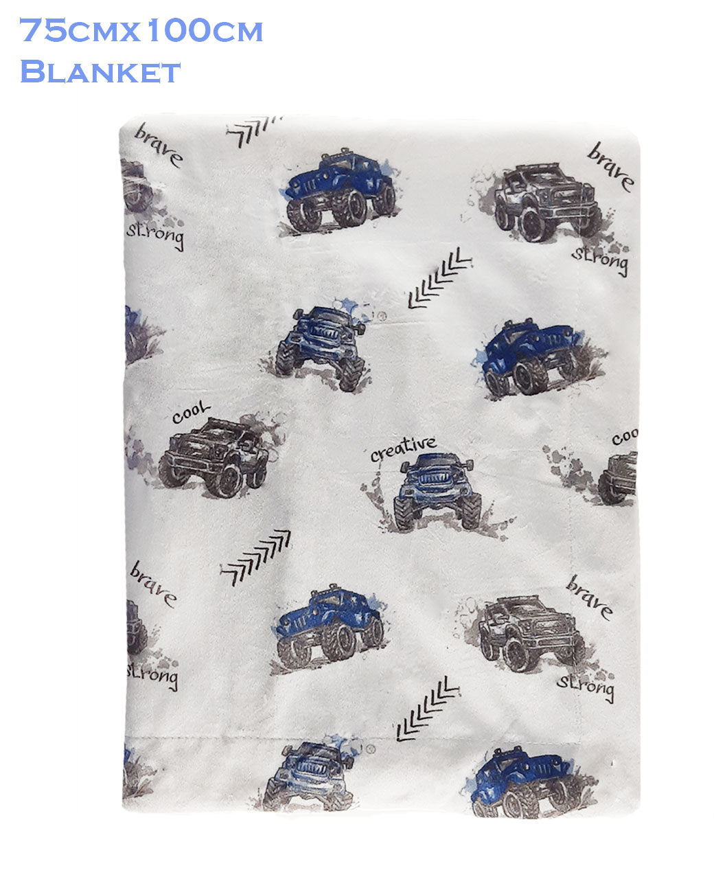 Jeep/Car Desgin Fur Back Baby Blanket Sherpa Fleece for Newborn Baby Boy Kids- Pram, Cot, Moses Basket - Car/Truck Design