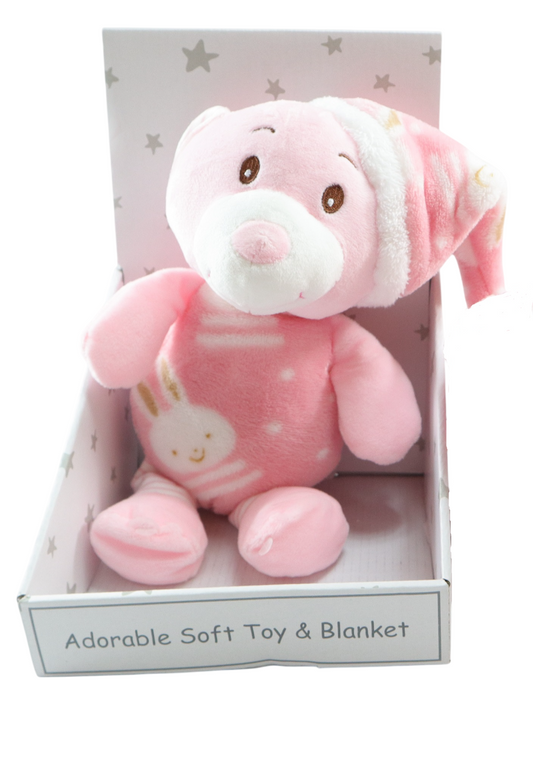 Pink Rabbit Giftset- Toy and Blanket Set 75cm x 100cm