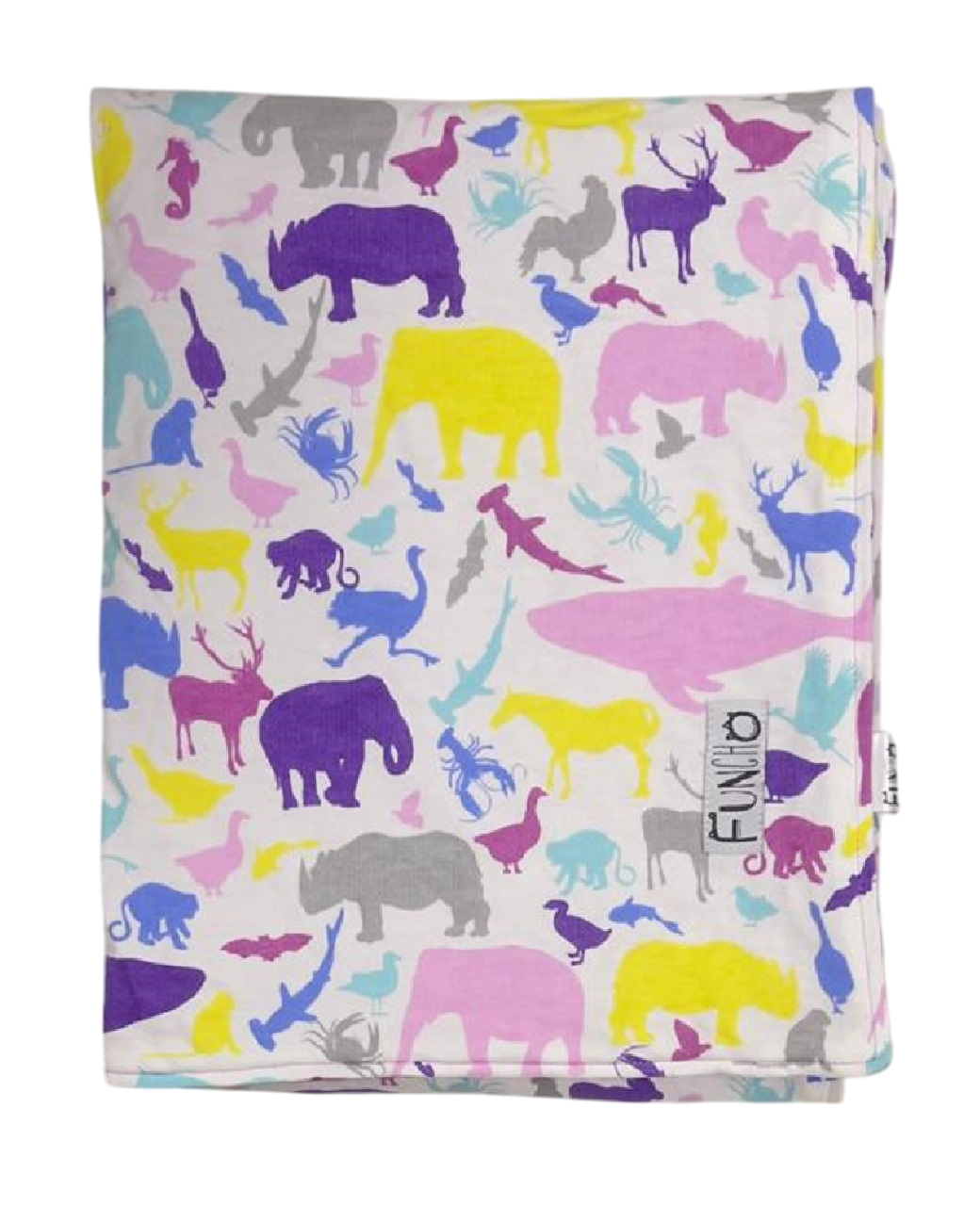 Purple Animals Two Sided Baby Blanket Suitable for Pram and Nap Time Bubble back Both side Cottoen 80cm x 100cm