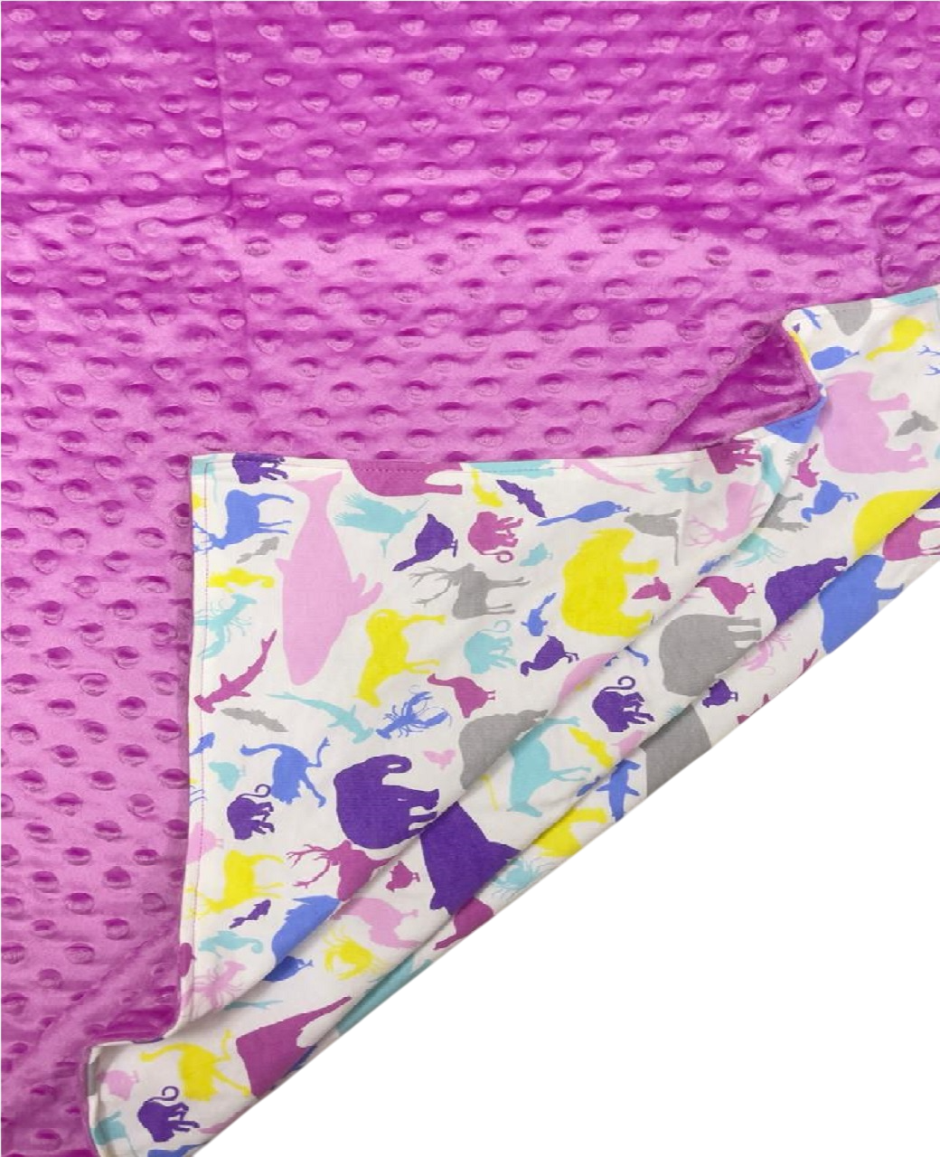 Purple Animals Two Sided Baby Blanket Suitable for Pram and Nap Time Bubble back Both side Cottoen 80cm x 100cm